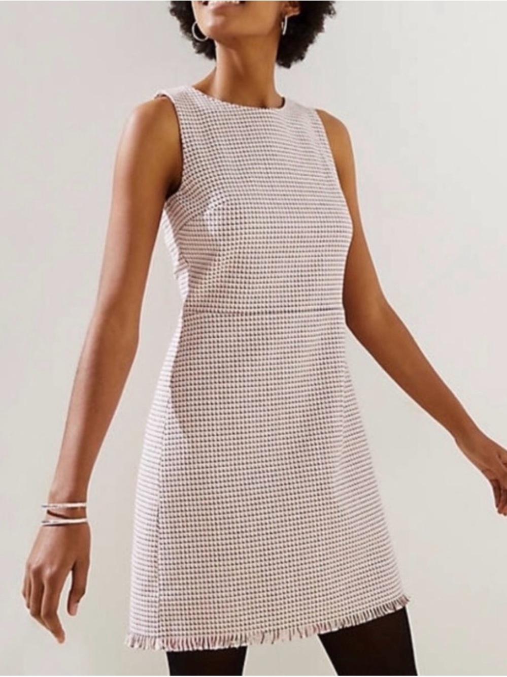 Ann Taylor Sleeveless Pink Tweed Shift Dress‎